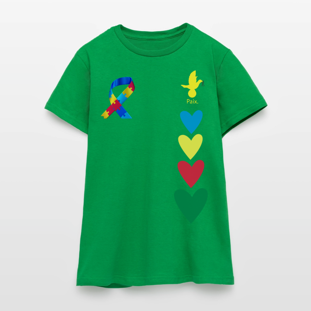 T-shirt Femme-journeemondiale trisomie 21 Peace jaune - vert