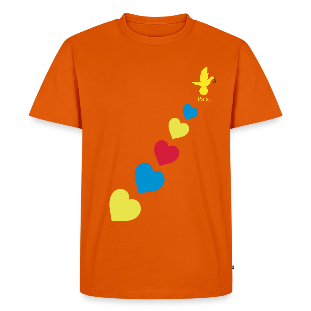 T-shirt Premium Homme trisomie 21  Paix jaune - Lusoquot - orange 
