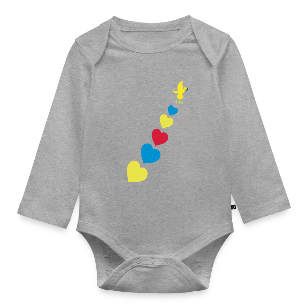 Body Bébé bio manches longues trisomie Paix jaune - Lusoquot - gris chiné