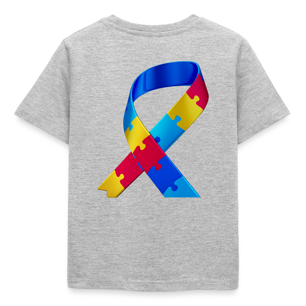 T-shirt Enfant trisomie 21 Paix jaune - Lusoquot - gris chiné