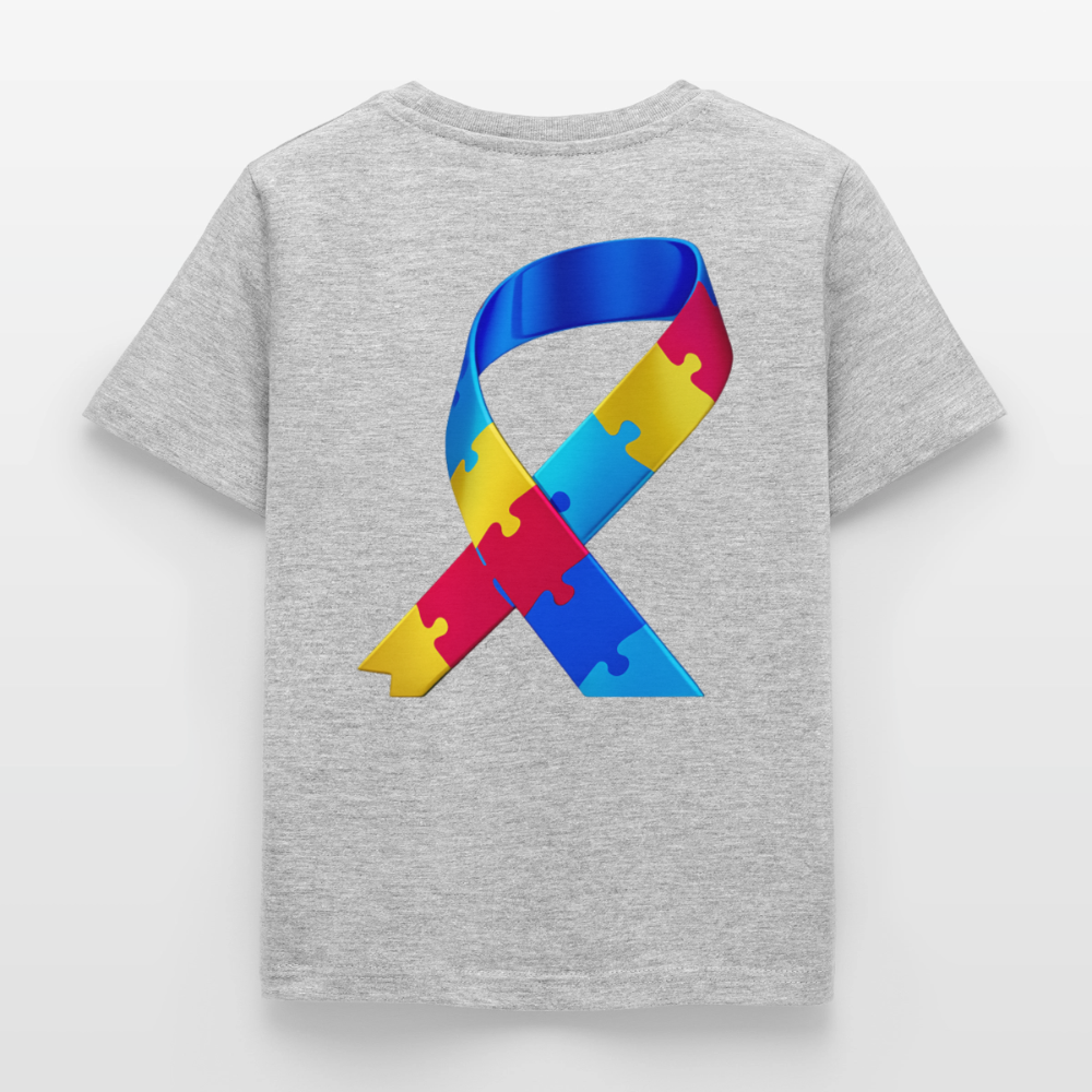T-shirt Enfant trisomie 21 Paix jaune - Lusoquot - gris chiné