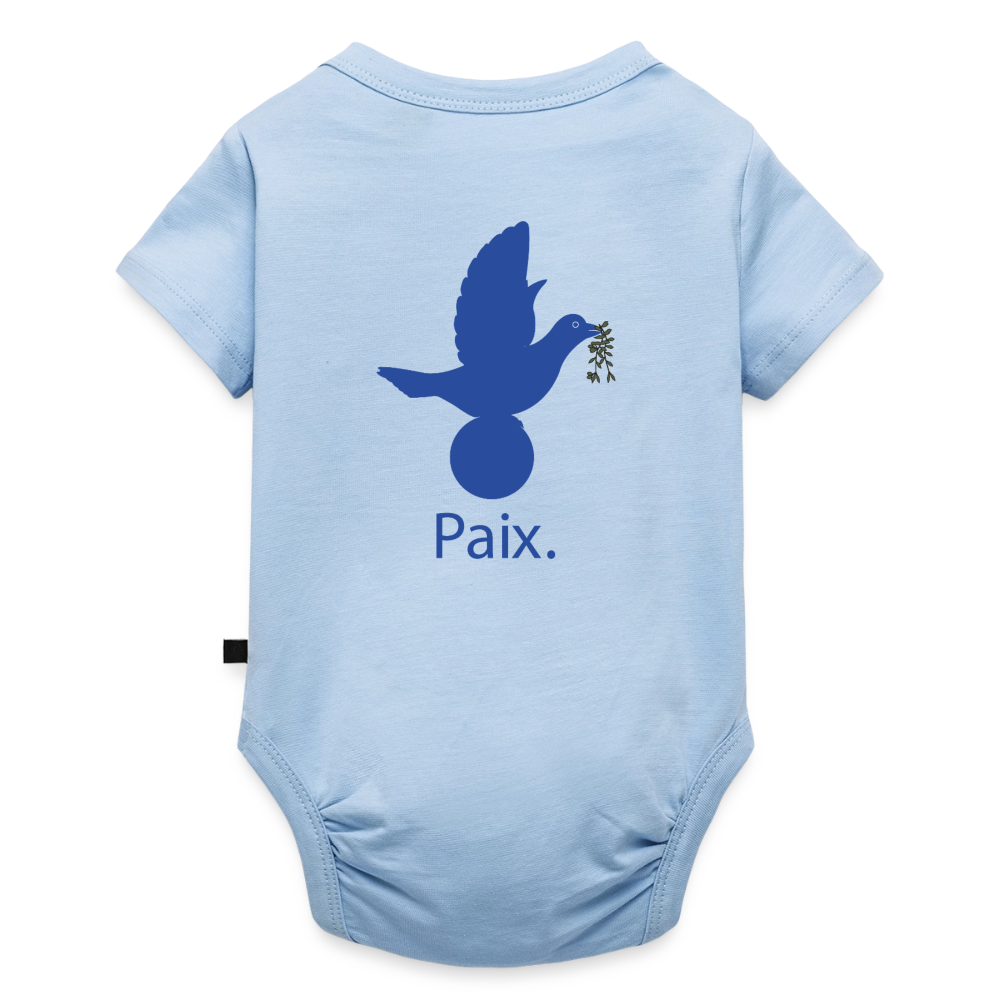Body Bébé bio manches courtes anniversaire 1an Paix bleu - Lusoquot - bleu clair