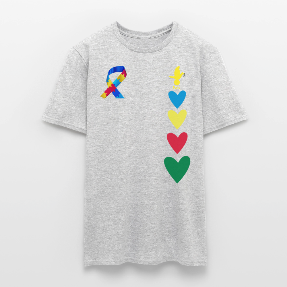 T-shirt Homme -journeemondiale trisomie 21 mars- Peace jaune - gris chiné