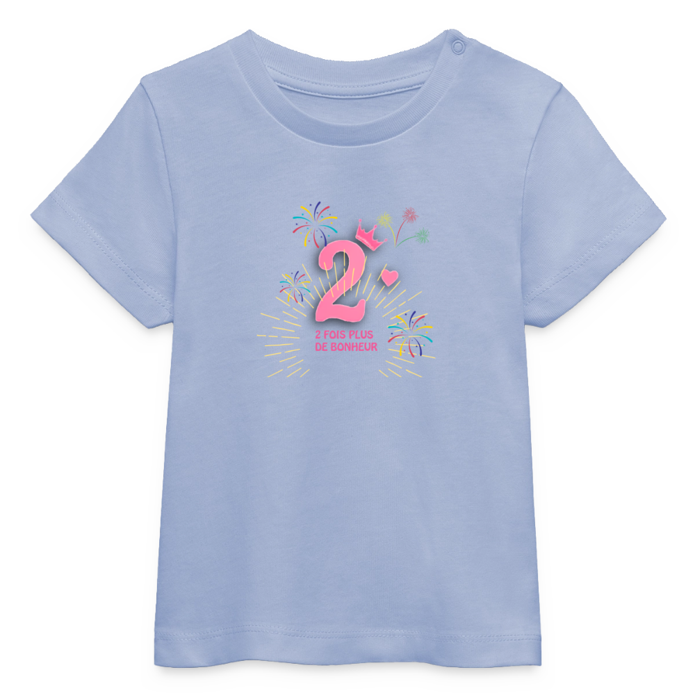 T-shirt bébé bio Stanley/Stella anniaversaire 2 ans Ntifafa rose - Lusoquot - ciel