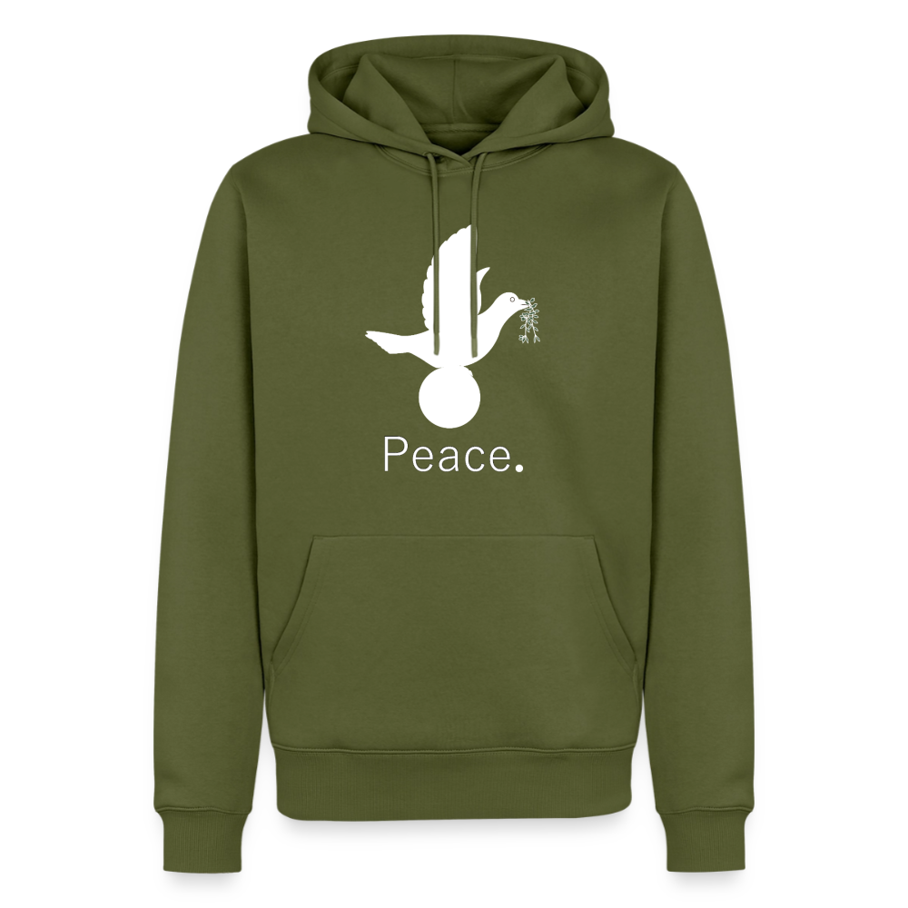 Sweat-shirt à capuche Premium pour hommes_peace_blanc - kaki