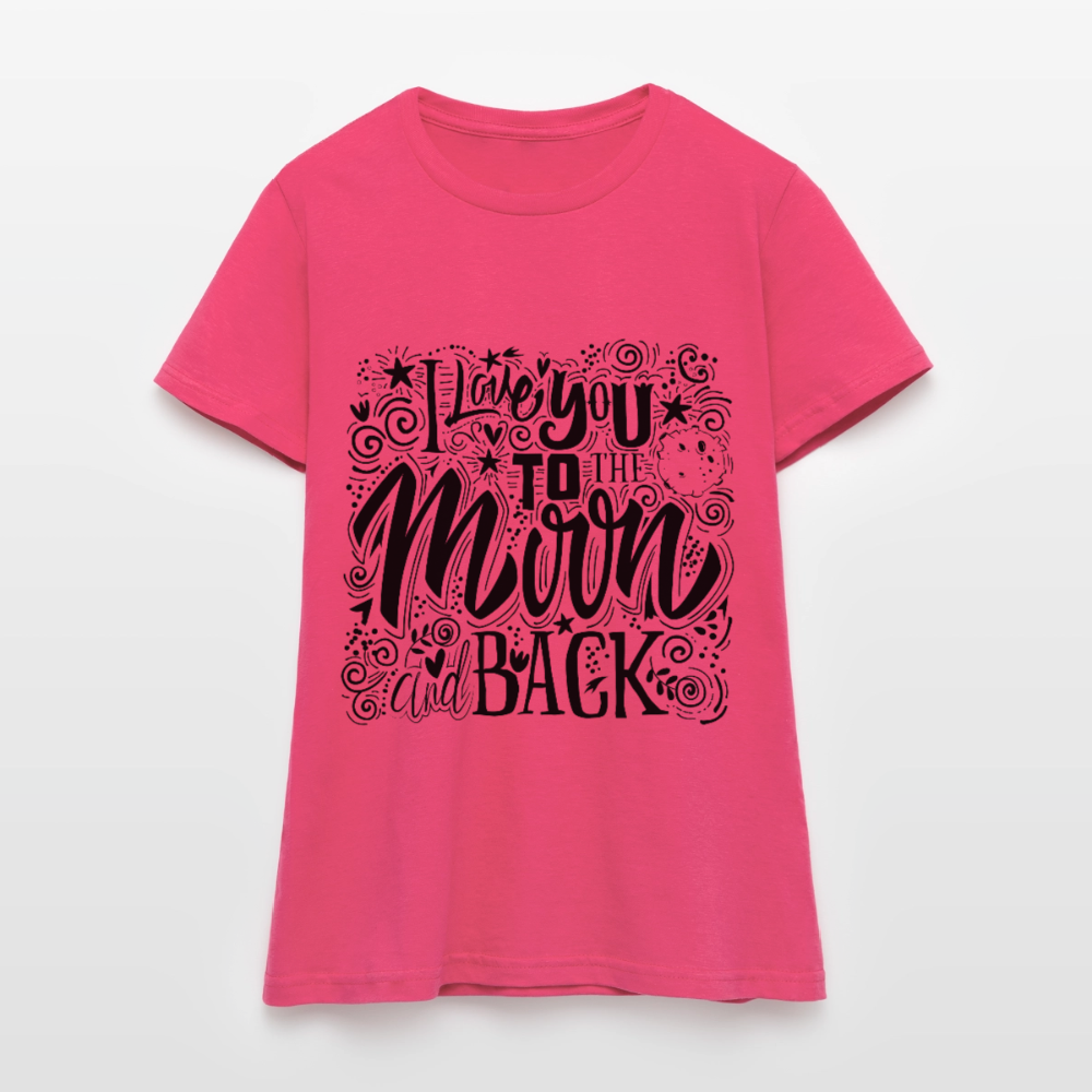 T-shirt Femme I love you to moon and back Peace noir - Lusoquot - rose azalée