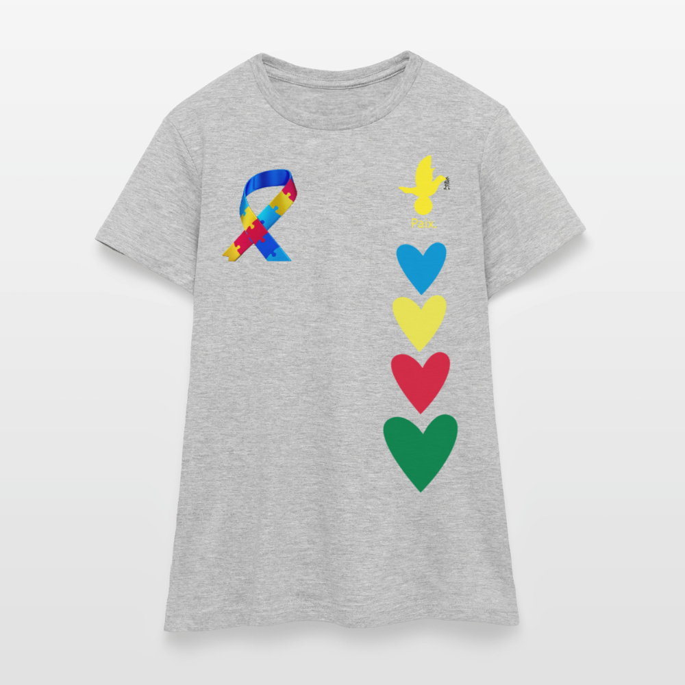 T-shirt Femme-journeemondiale trisomie 21 Peace jaune - gris chiné