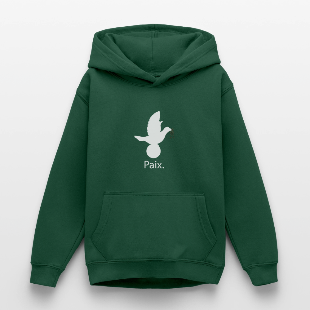 Sweat à capuche Ado Paix blanc - Lusoquot - vert bouteille