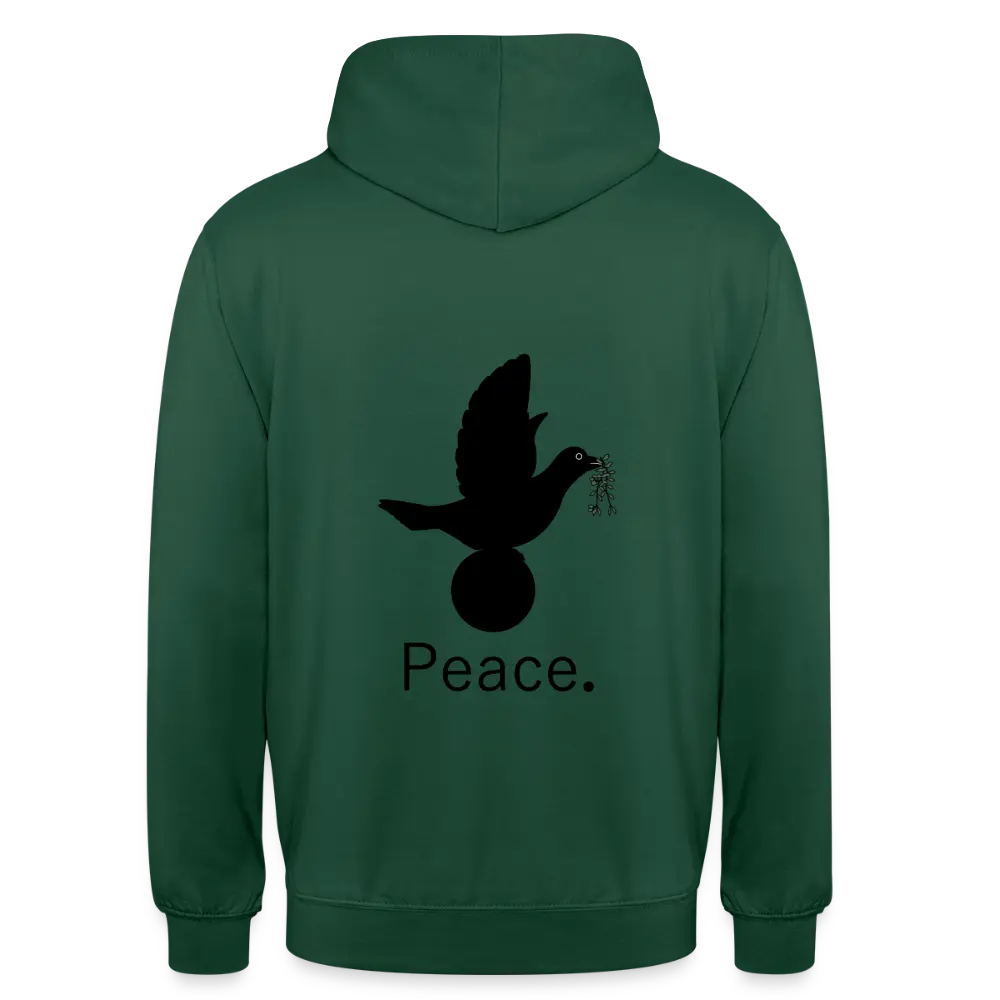 Sweat-shirt à capuche unisexe_peace_noir_peaceandjoy - vert bouteille