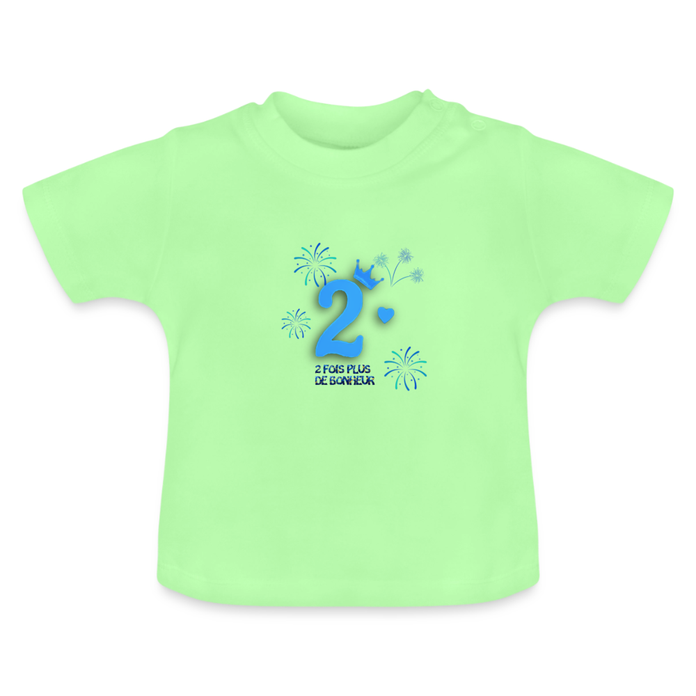 T-shirt Bébé anniversaire 2ans Paix bleu - Lusoquot - vert menthe