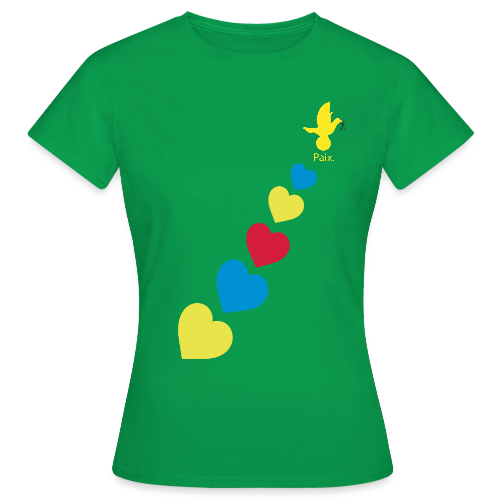 T-shirt Femme trisomie 21 Paix jaune - Lusoquot - vert