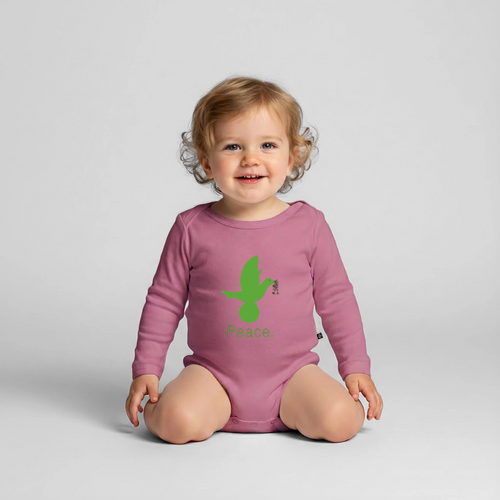 Body Bébé bio manches longues_peacegreen_coeur - mauve