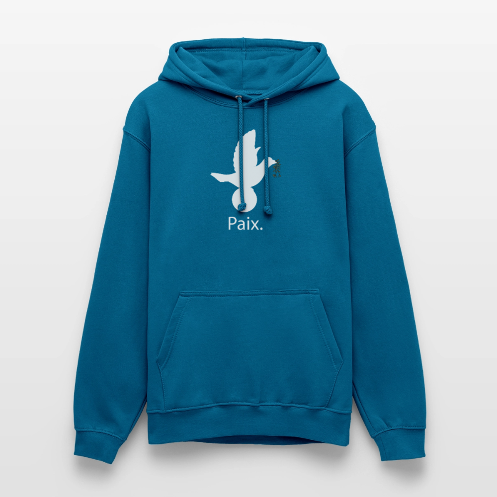 Sweat-shirt à capuche unisexe Paix blanc - Lusoquot - bleu profond 