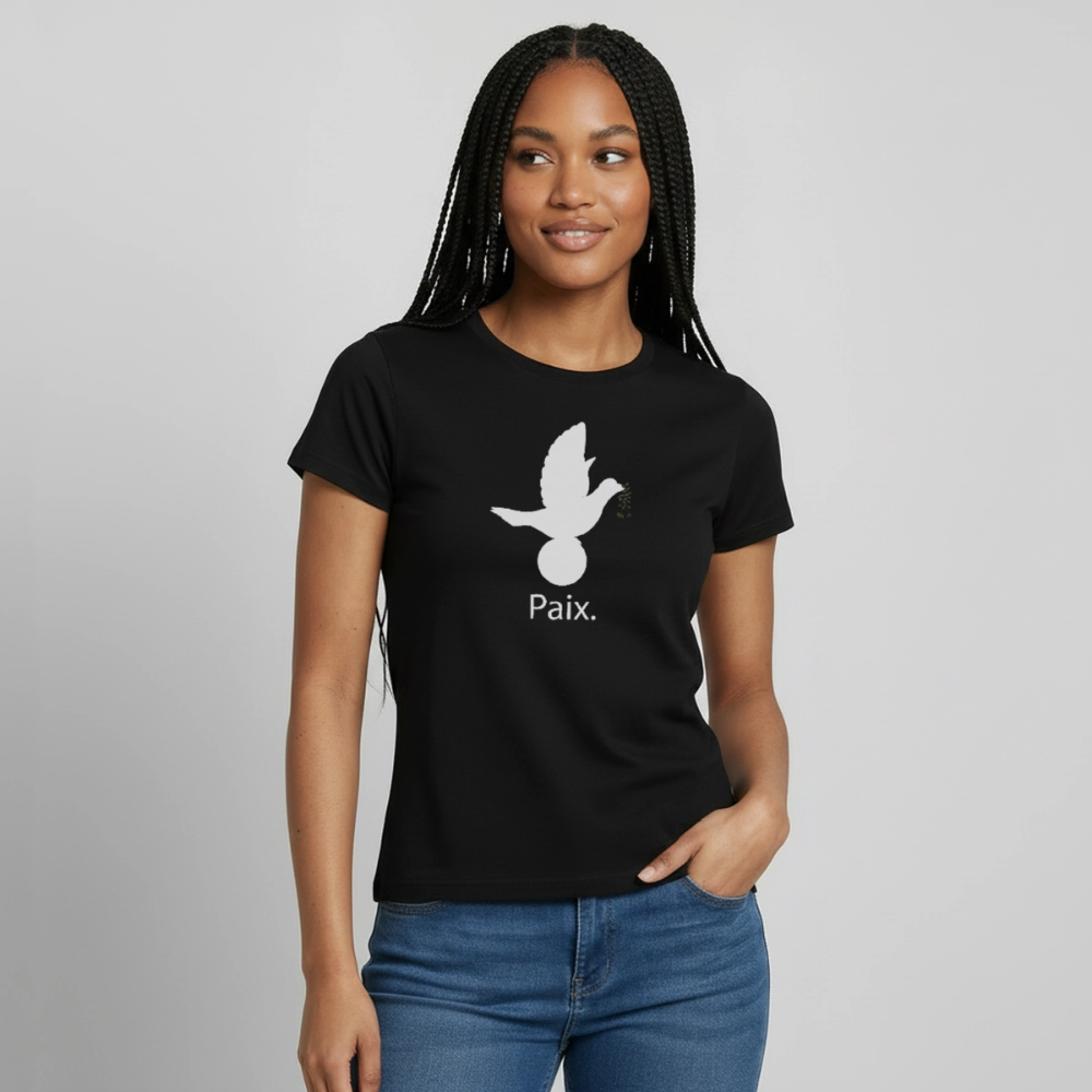 T-shirt Femme Paix blanc - Lusoquot - noir