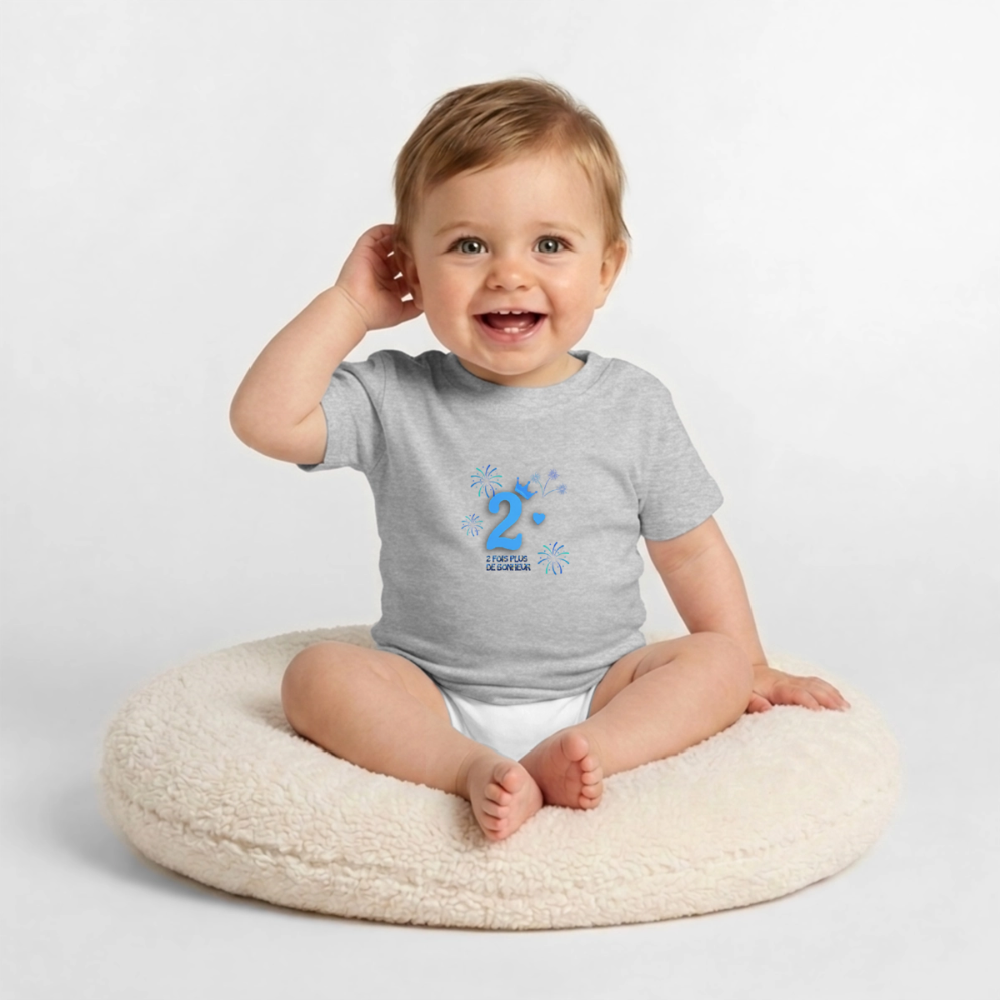 T-shirt Bébé anniversaire 2ans Paix bleu - Lusoquot - gris chiné