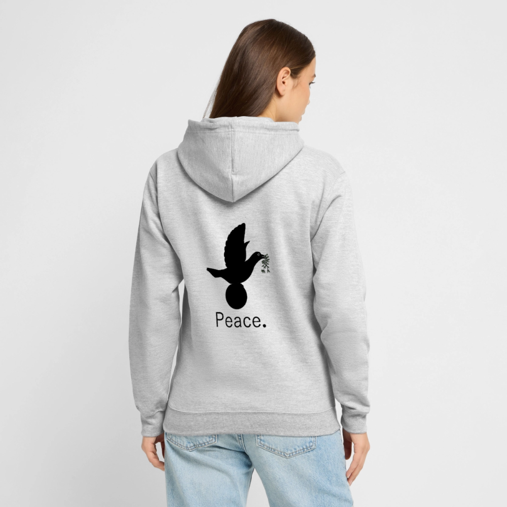 Sweat-shirt à capuche unisexe_peace_noir_peaceandjoy - gris clair chiné