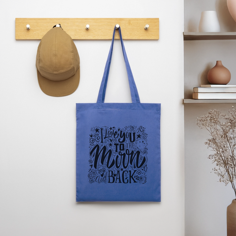 Tote Bag I love you to moon and back Peace noir - Lusoquot - bleu pâle