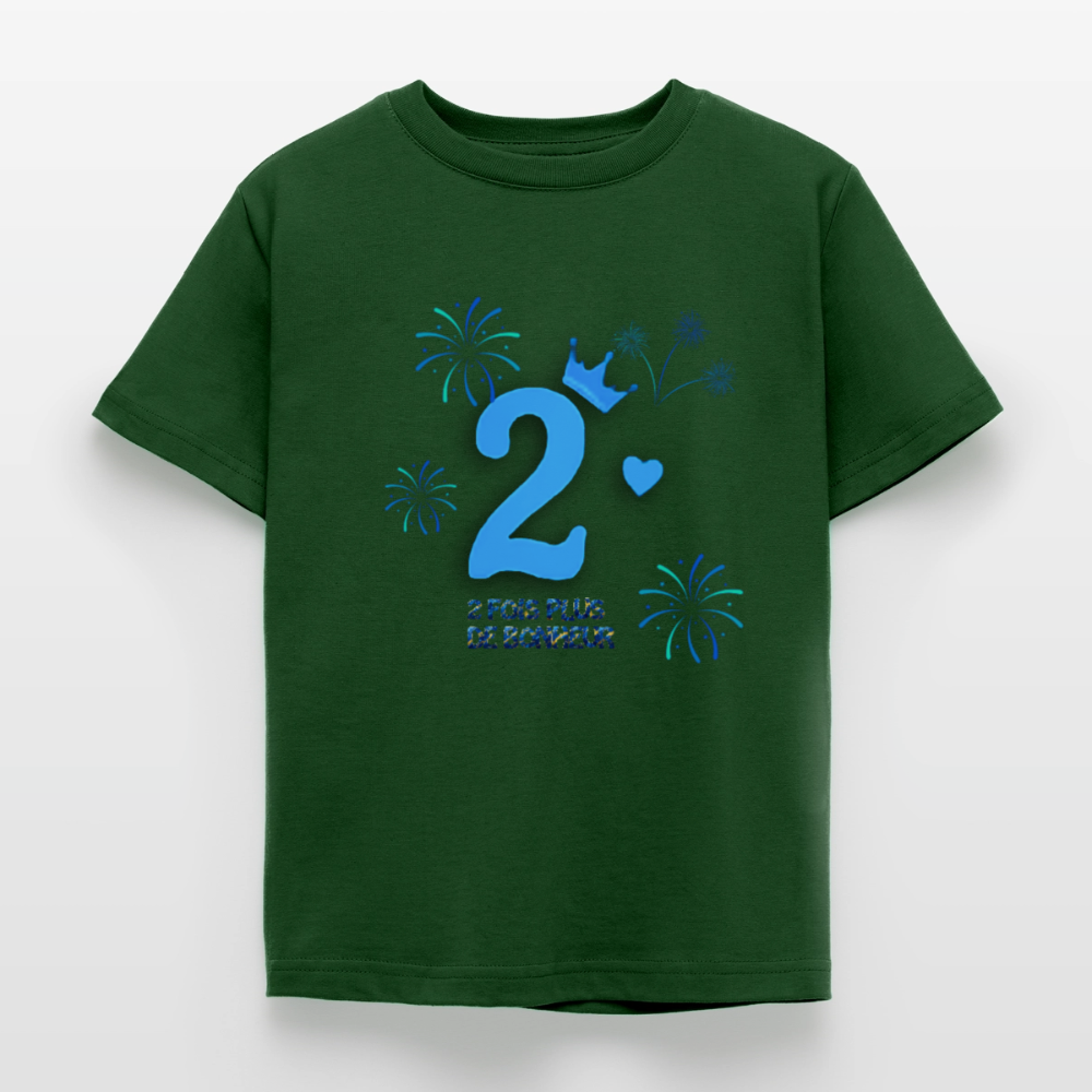 T-shirt Enfant anniversaire 2 ans Lapè bleu - Lusoquot - vert forêt