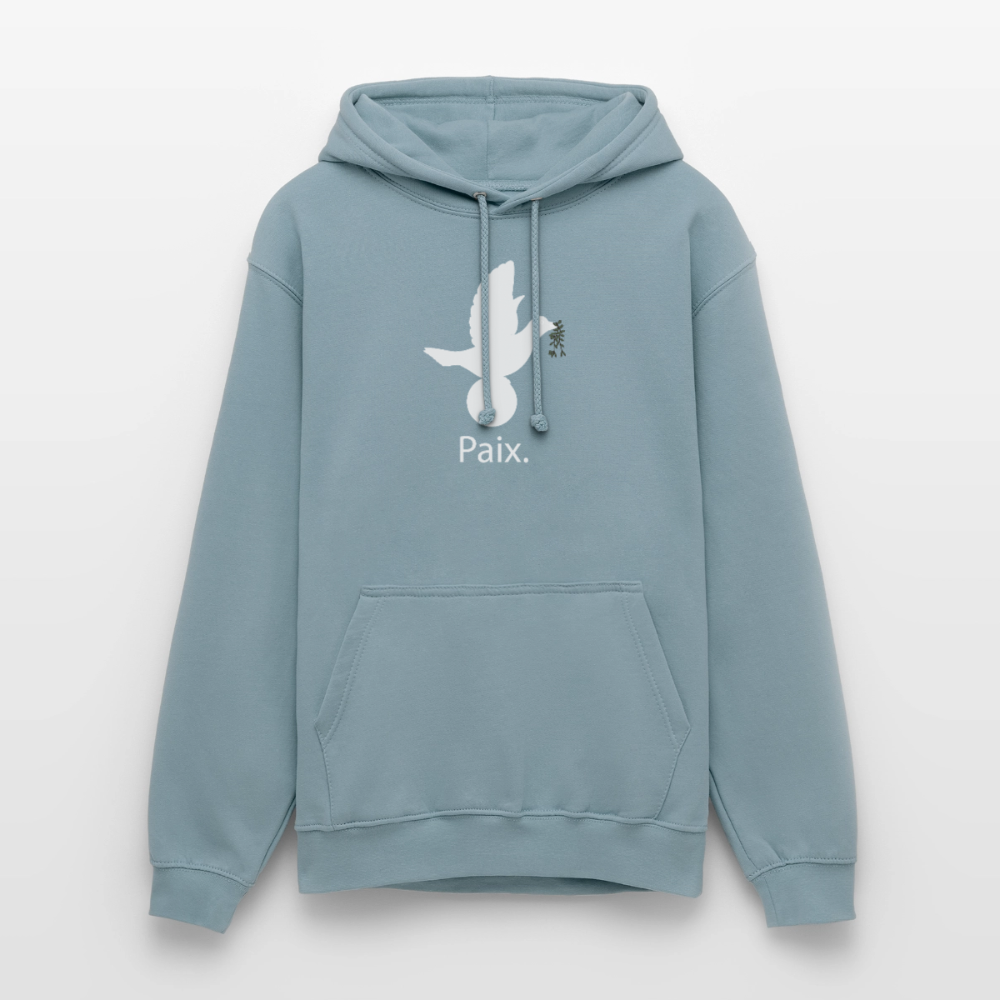 Sweat-shirt à capuche unisexe Paix blanc - Lusoquot - bleu fumée