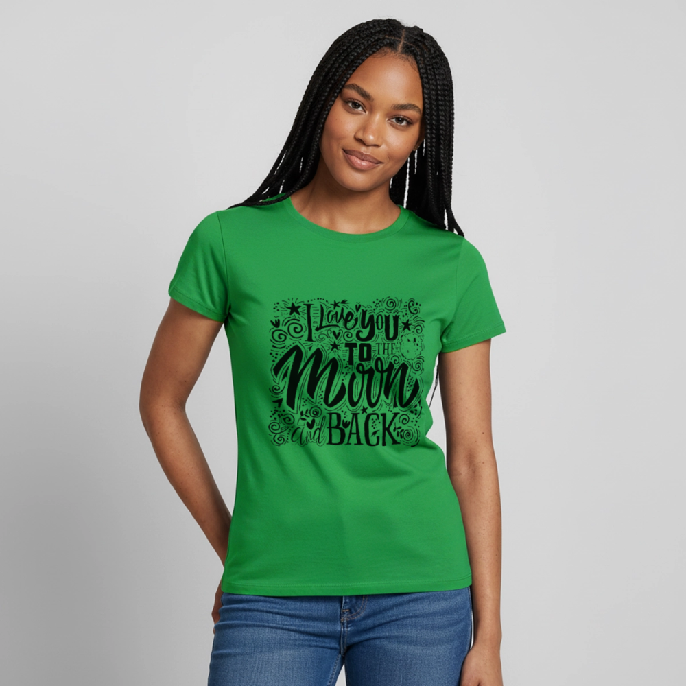 T-shirt Femme I love you to moon and back Peace noir - Lusoquot - vert