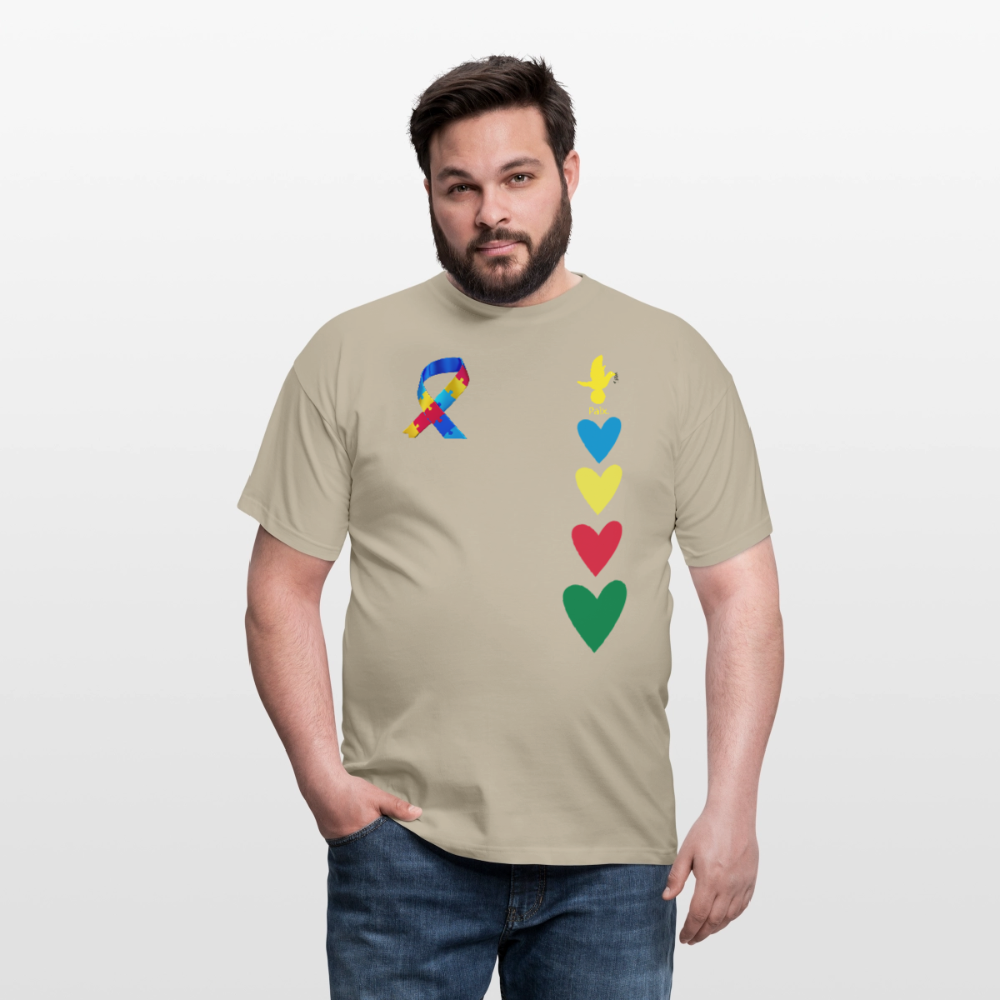 T-shirt Homme -journeemondiale trisomie 21 mars- Peace jaune - beige sable