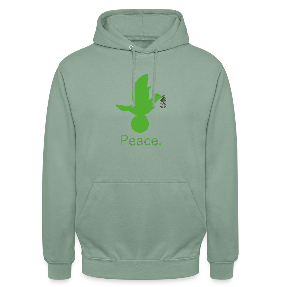 Sweat-shirt à capuche unisexe Peace vert Lusoquot - vert-de-gris