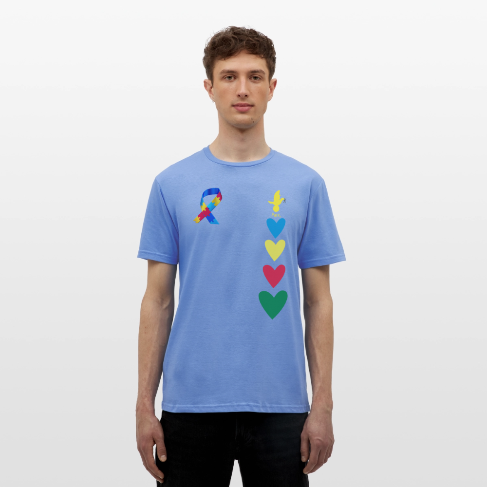 T-shirt Homme -journeemondiale trisomie 21 mars- Peace jaune - carolina blue