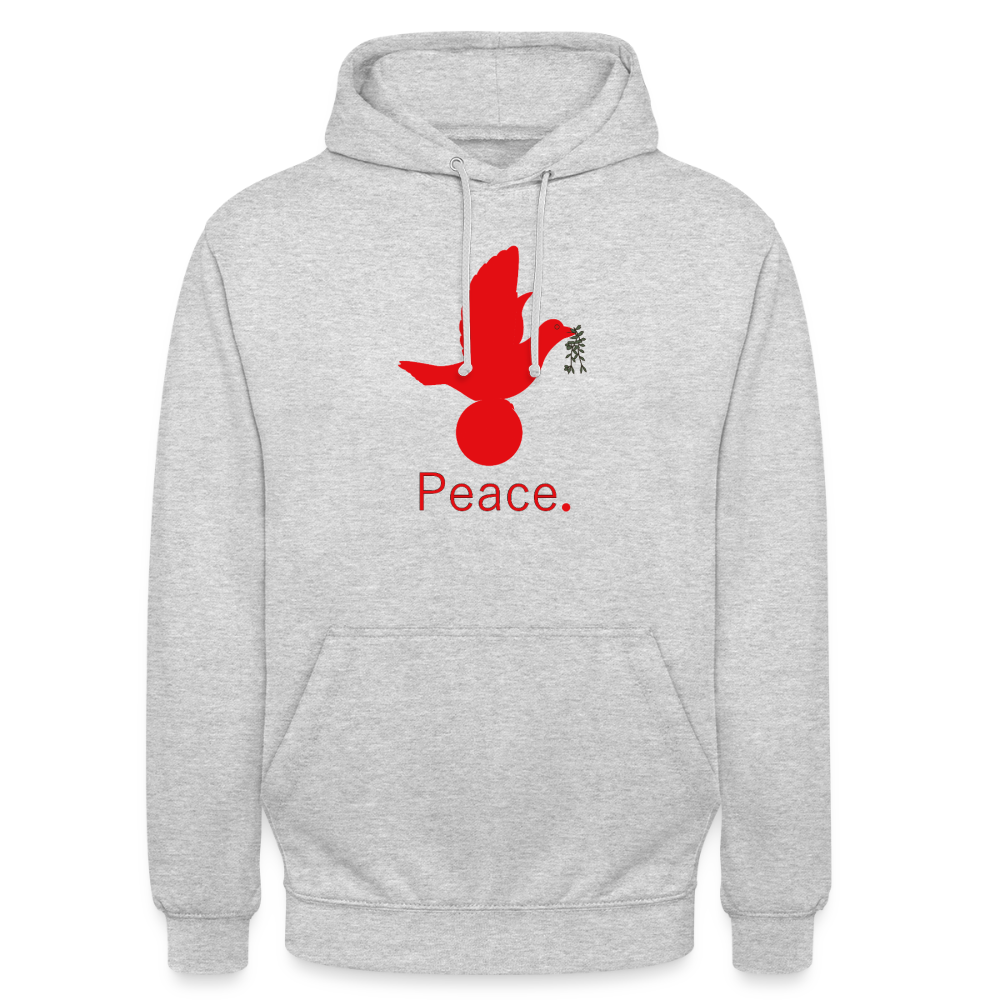 Sweat-shirt à capuche unisexe Peace rouge Lusoquot - gris clair chiné