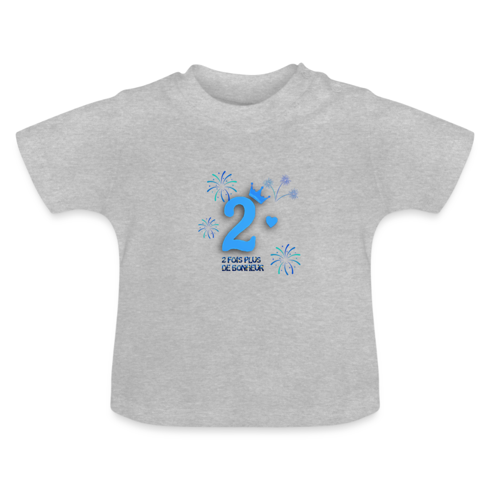 T-shirt Bébé anniversaire 2ans Paix bleu - Lusoquot - gris chiné