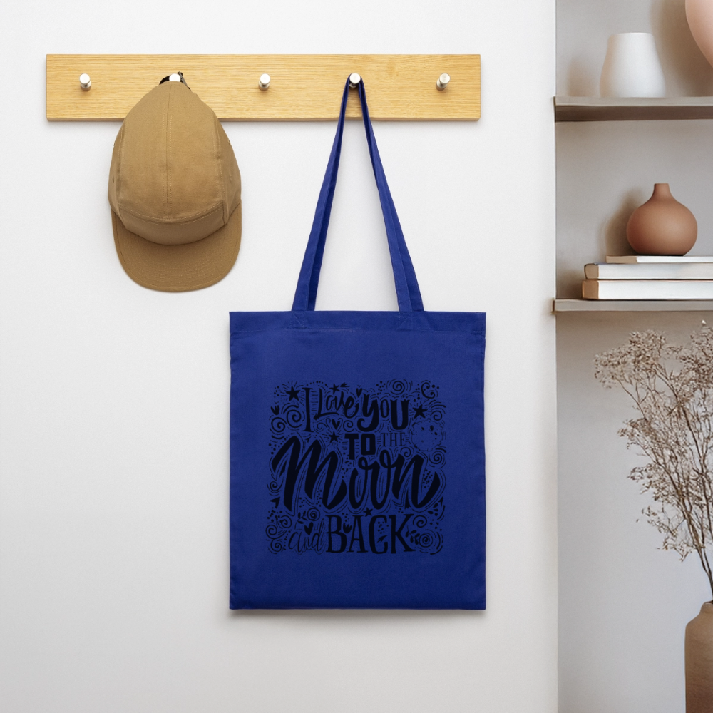 Tote Bag I love you to moon and back Peace noir - Lusoquot - bleu royal