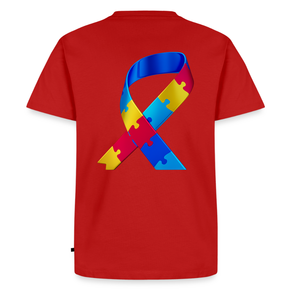T-shirt Premium Homme trisomie 21  Paix jaune - Lusoquot - rouge