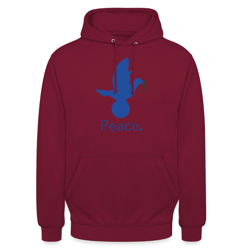 Sweat-shirt à capuche unisexe Peace bleu - bordeaux