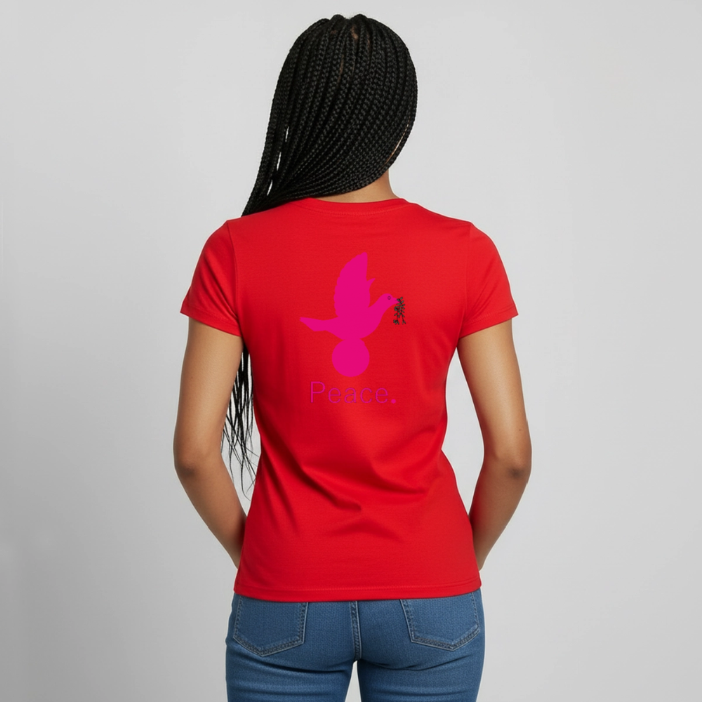 T-shirt Femme_peace_rose_coeur - rouge