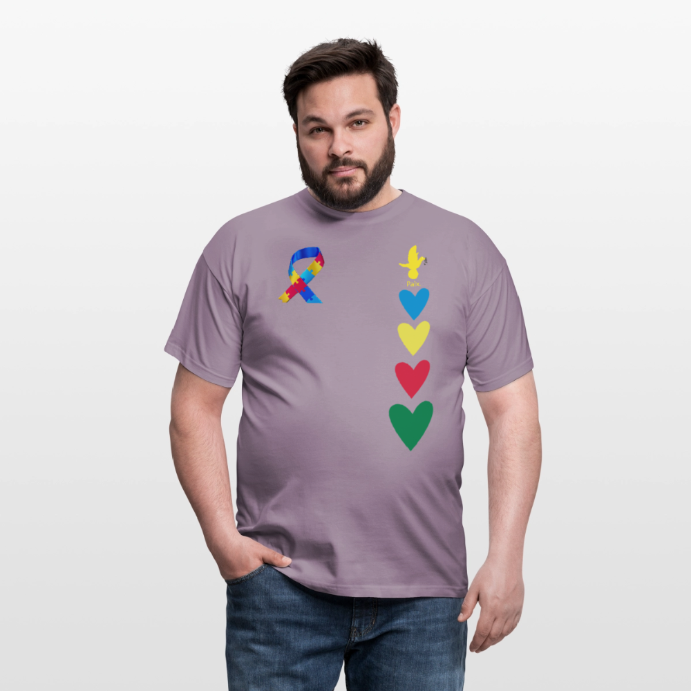 T-shirt Homme -journeemondiale trisomie 21 mars- Peace jaune - mauve gris 