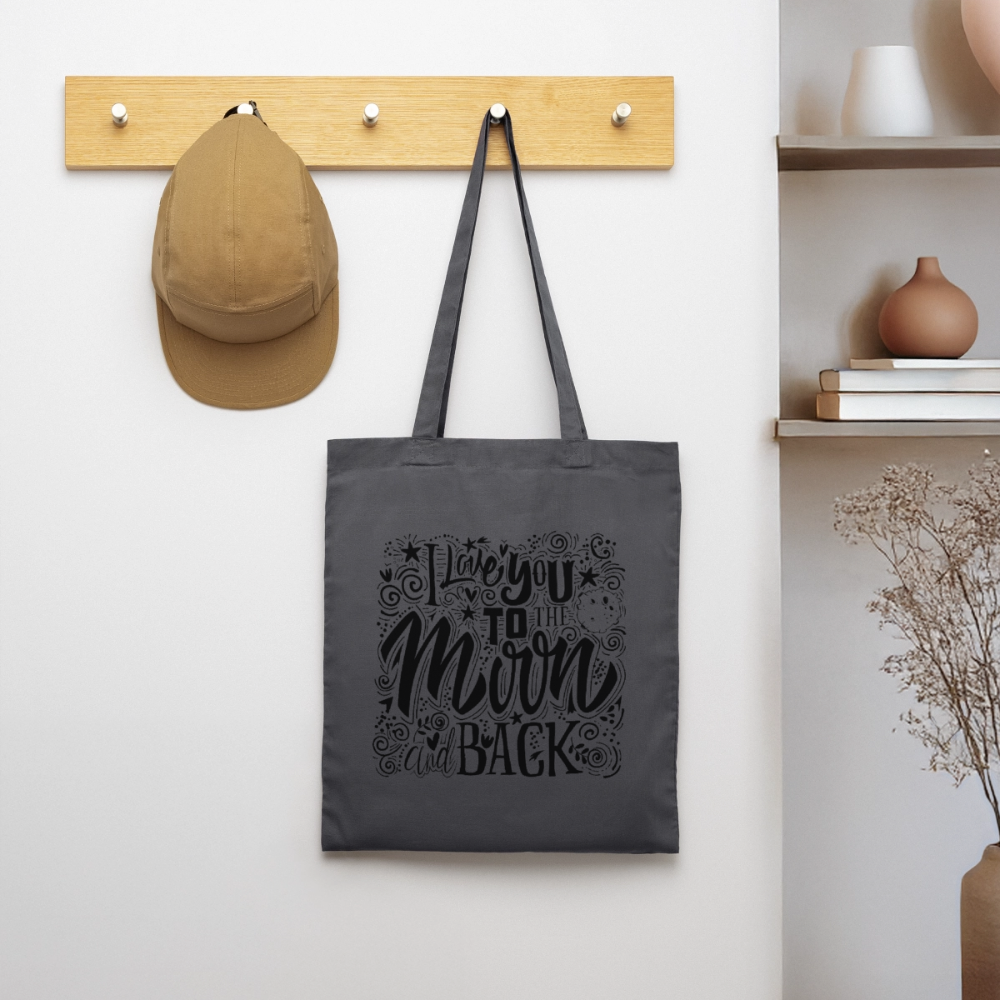 Tote Bag I love you to moon and back Peace noir - Lusoquot - gris graphite