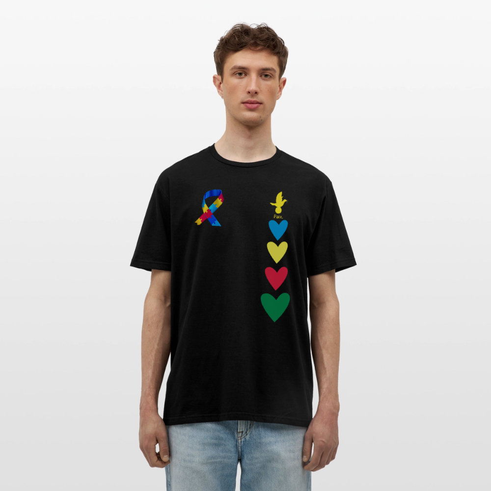 T-shirt Homme -journeemondiale trisomie 21 mars- Peace jaune - noir