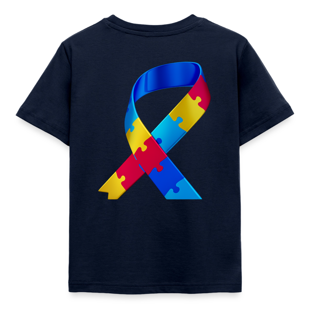 T-shirt Enfant trisomie 21 Paix jaune - Lusoquot - marine
