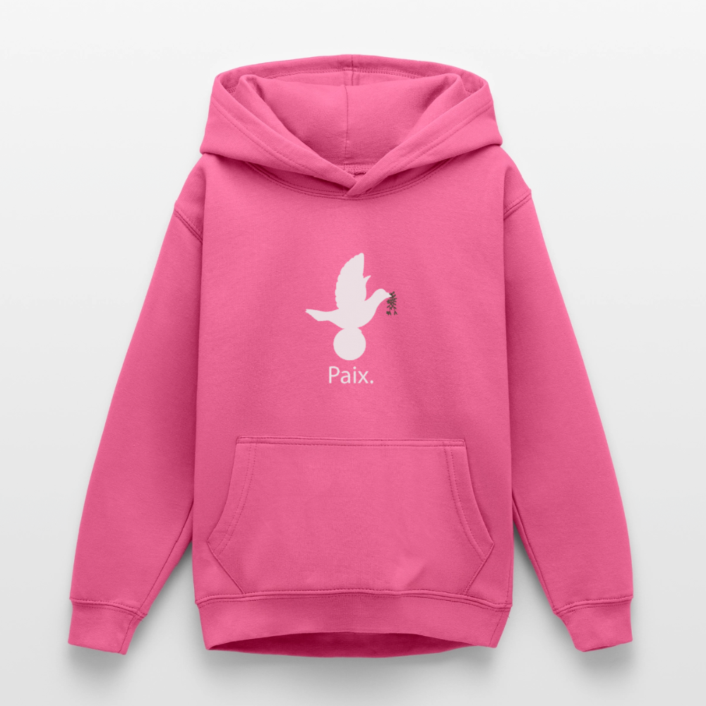 Sweat à capuche Ado Paix blanc - Lusoquot - rose