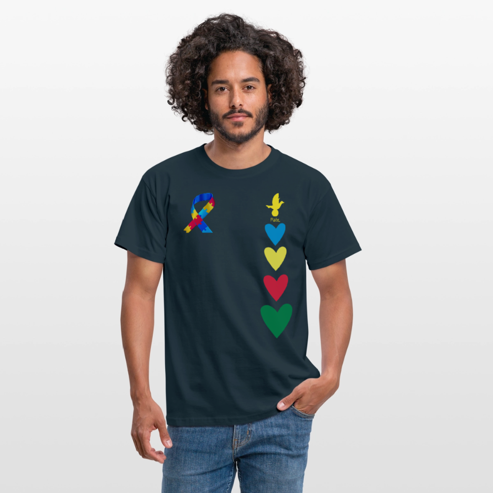 T-shirt Homme -journeemondiale trisomie 21 mars- Peace jaune - marine