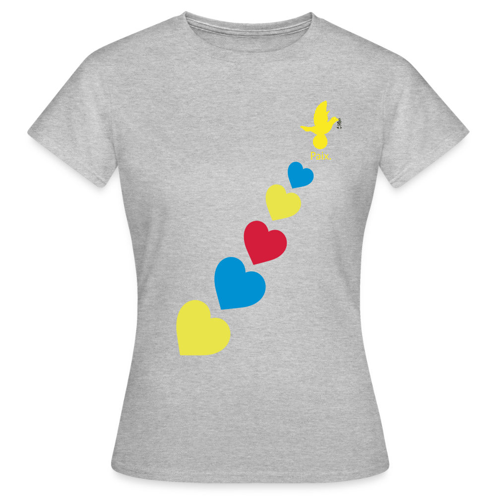 T-shirt Femme trisomie 21 Paix jaune - Lusoquot - gris chiné