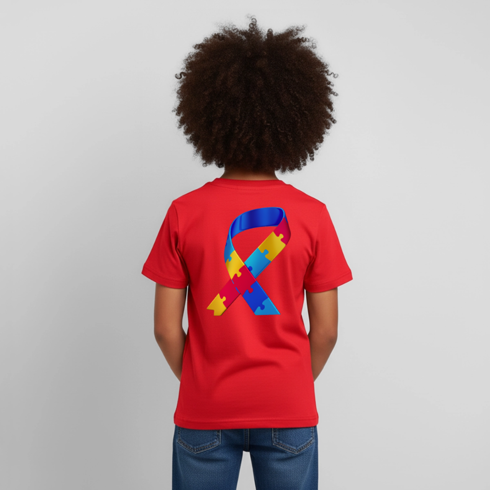T-shirt Enfant trisomie 21 Paix jaune - Lusoquot - rouge