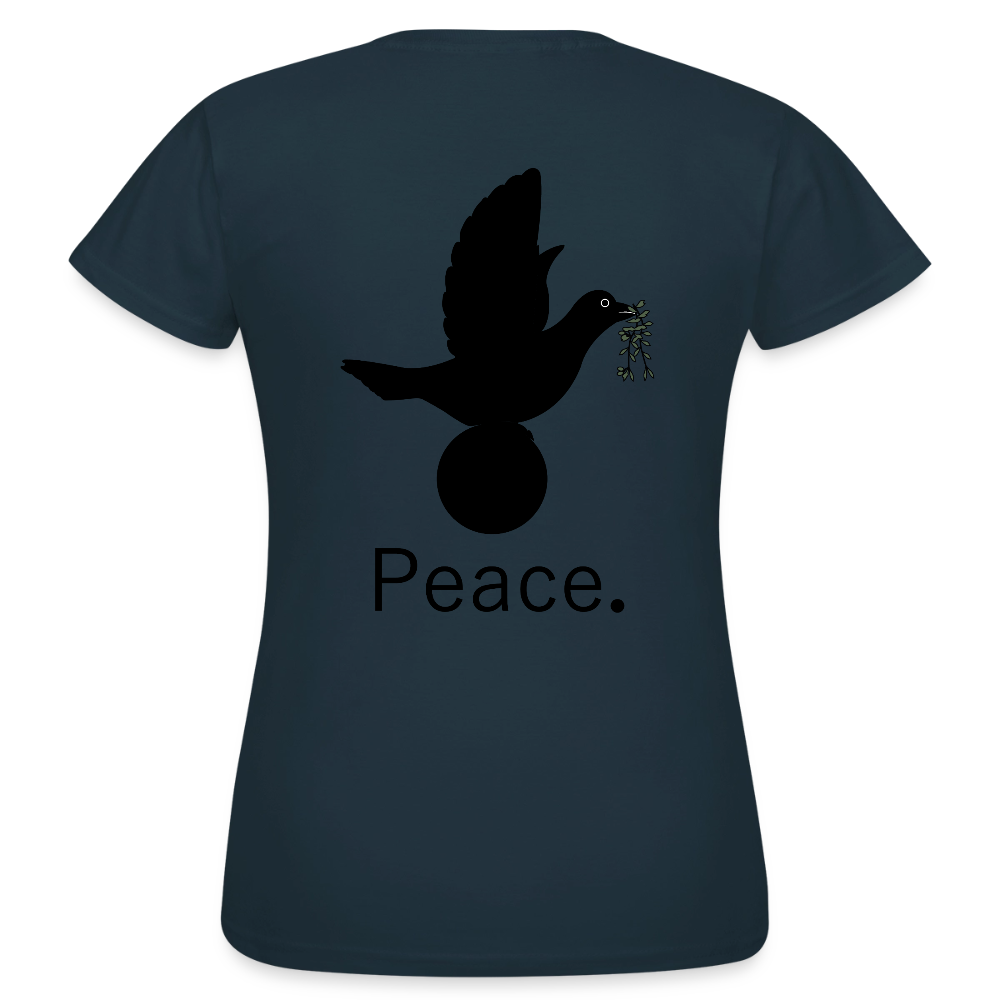 T-shirt Femme I love you to moon and back Peace noir - Lusoquot - marine