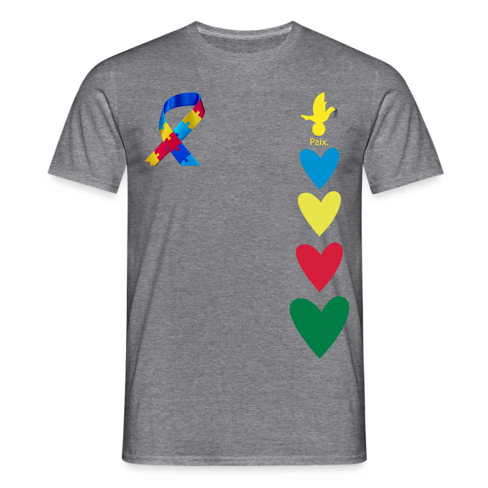 T-shirt Homme -journeemondiale trisomie 21 mars- Peace jaune - graphite chiné