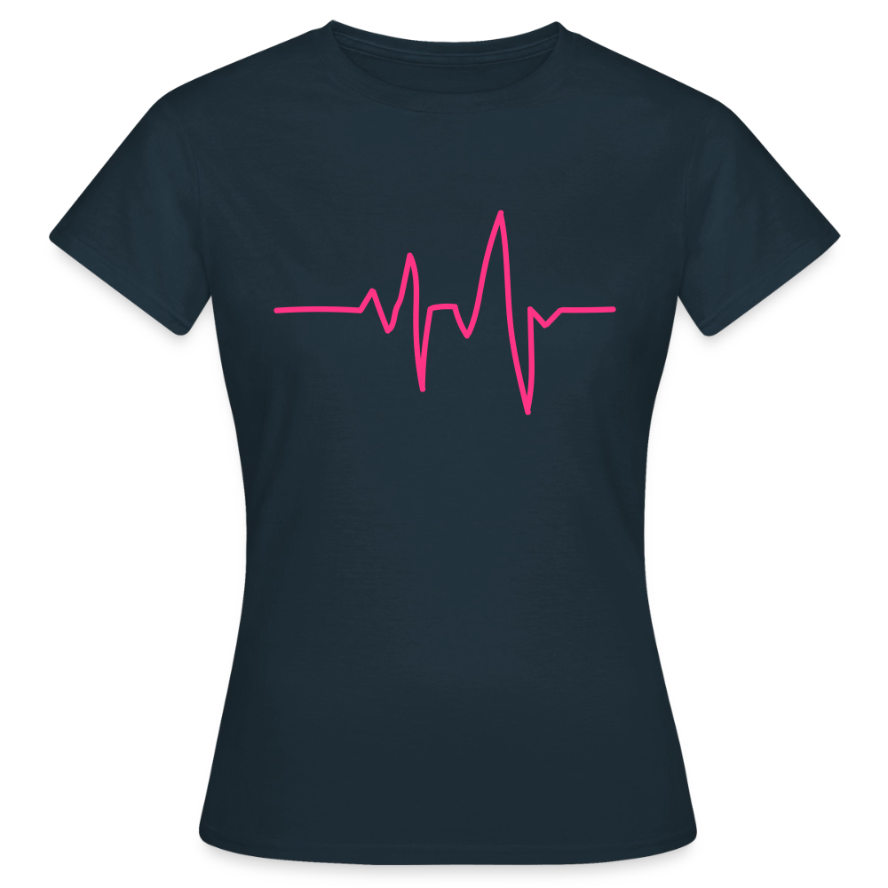 T-shirt Femme_peace_rose_coeur - marine
