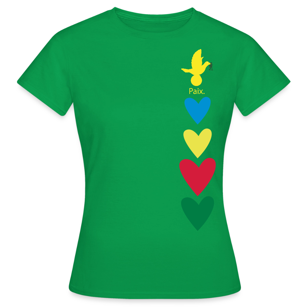 T-shirt Femme journée mondiale trisomie - Paix jaune - vert