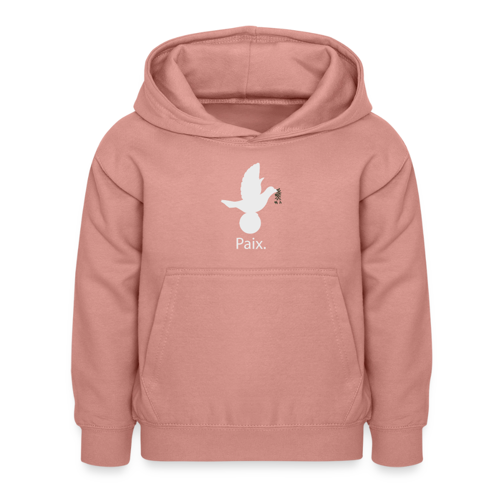 Sweat à capuche Enfant Paix blanc - Lusoquot - rose poudré