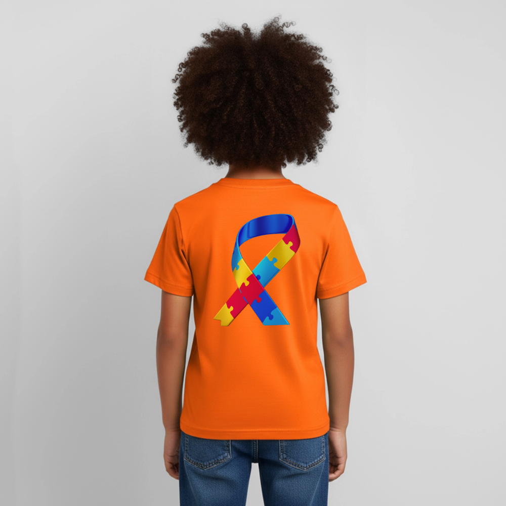 T-shirt Enfant trisomie 21 Paix jaune - Lusoquot - orange