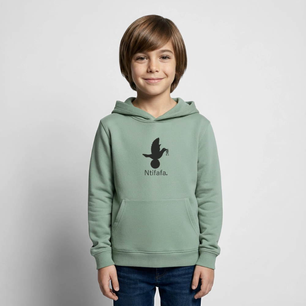 Sweat à capuche Enfant Ntifafa noir - Lusoquot - vert-de-gris