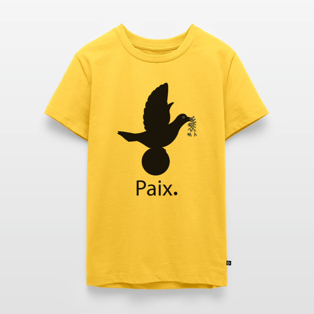 T-shirt Premium Ado Paix noir - Lusoquot - jaune soleil