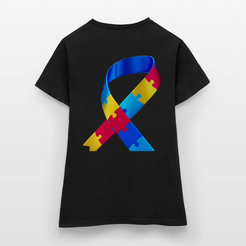 T-shirt Femme trisomie 21 Paix jaune - Lusoquot - noir